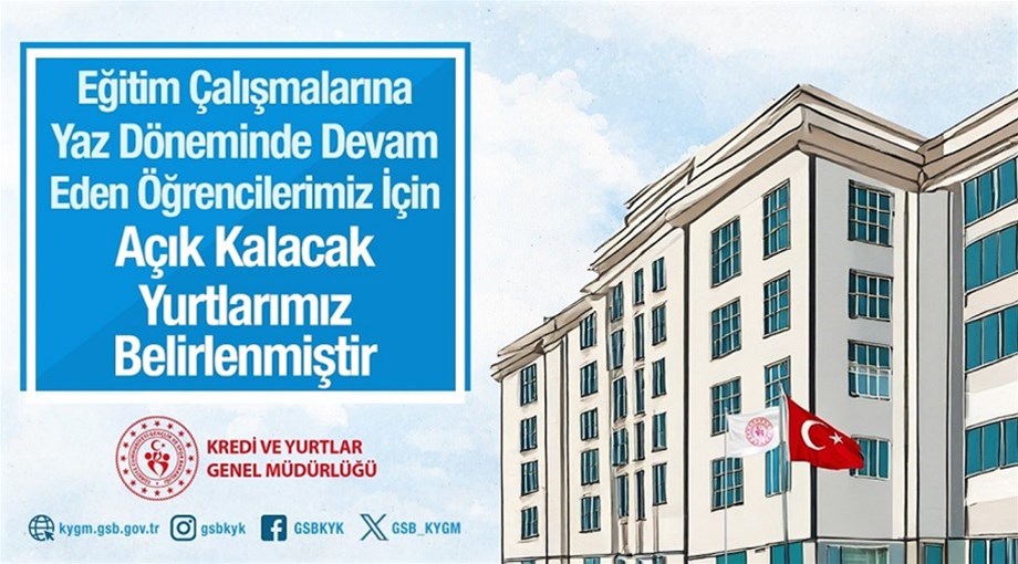Yaz Aylarında Açık Kalacak Yurtlar